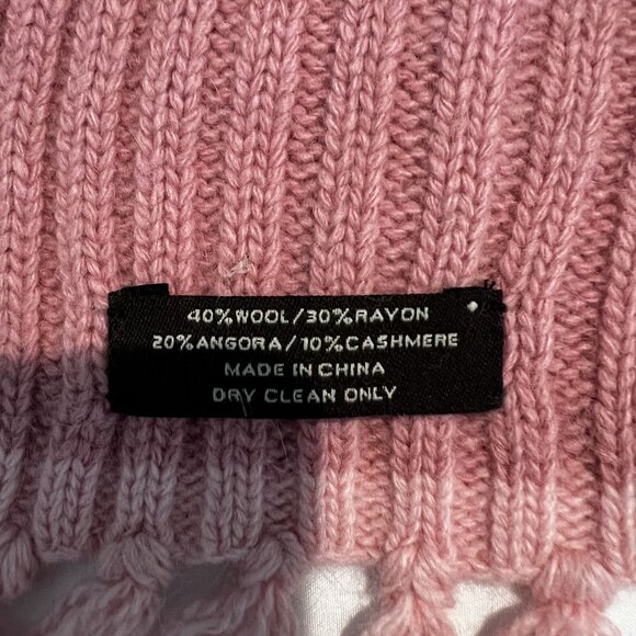 Coach Womens Pink Ribbed Knit Scarf With Fringe 40% Wool Angora Cashmere Blend - Picture 2 of 5